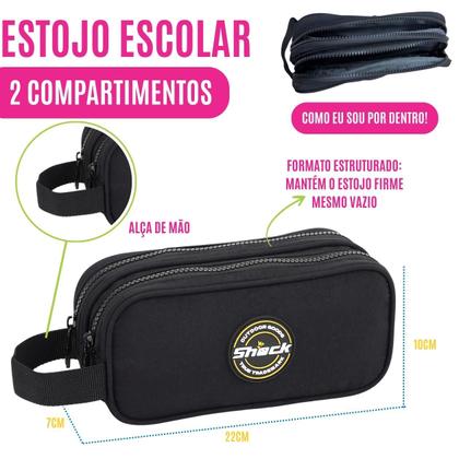 Imagem de Mochila Escolar Masculina Juvenil 4 Rodinhas, Lancheira Termica e Estojo Adolescente