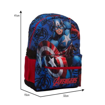 Imagem de Mochila Escolar Menino Costas Azul Capitão América Passeio