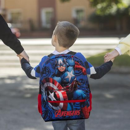 Imagem de Mochila Escolar Menino Costas Azul Capitão América Passeio