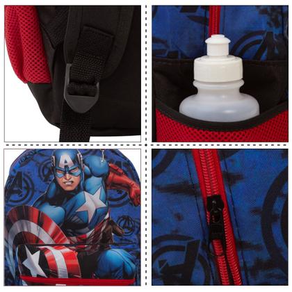 Imagem de Mochila Escolar Menino Costas Azul Capitão América Passeio