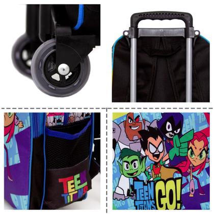 Imagem de Mochila Escolar Menino Jovens Titãs Preta Rodinha Toys 2U
