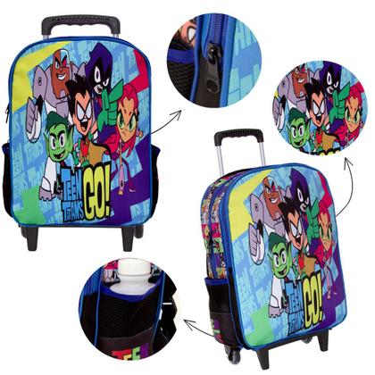 Imagem de Mochila Escolar Menino Jovens Titãs Preta Rodinha Toys 2U