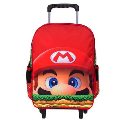 Imagem de Mochila Escolar Menino Super Mario Vermelha Rodinha Toys 2U
