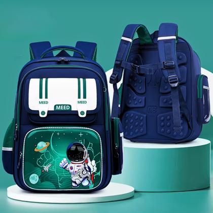 Imagem de Mochila Escolar Ortopedica Infantil Astronauta Impermeavel Menino Reforçada Alta Durabilidade VERDE
