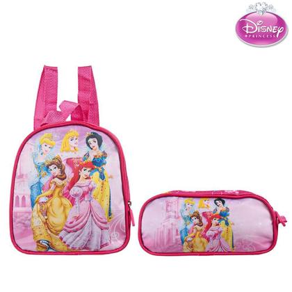 Imagem de Mochila Escolar Princesas Bolsa Rodinha Kit Lancheira+Estojo