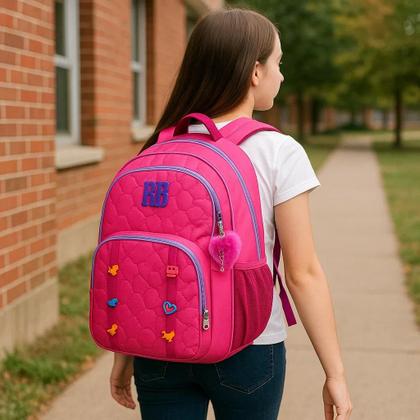 Imagem de Mochila Escolar Rebecca Bonbon Soft Matelassê Pompom Clio Style