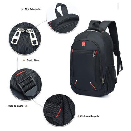 Imagem de Mochila Escolar Reforçada Bolsa Masculina Feminina Preta