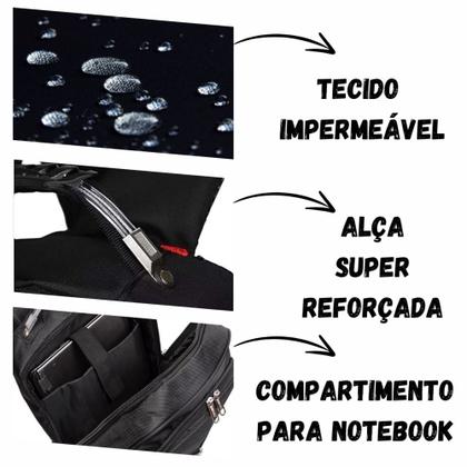 Imagem de Mochila Escolar Reforçada Notebook Impermeável Cabo De Aço