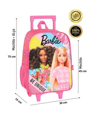 Imagem de Mochila Escolar Rodas Barbie Amiga Ic41412 - Pink - Maxlog