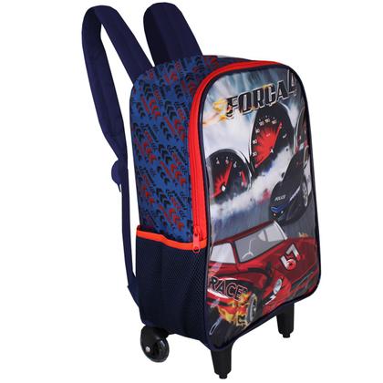 Imagem de Mochila Escolar Rodinha Força 4 Race Infantil Carros Corrida Policia