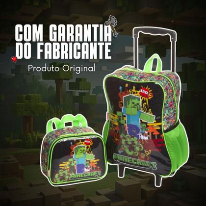 Imagem de Mochila Escolar Rodinha Minecraft Infantil Masculina 2 Peças