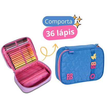Imagem de Mochila Escolar Rodinhas com Lancheira Térmica, Estojo e Caderno com Ecobag Original RB