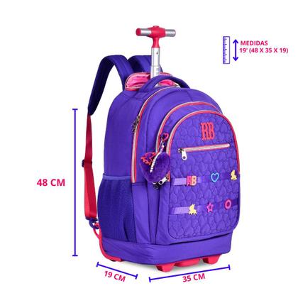 Imagem de Mochila Escolar Rodinhas com Lancheira Térmica, Estojo e Caderno com Ecobag Original RB