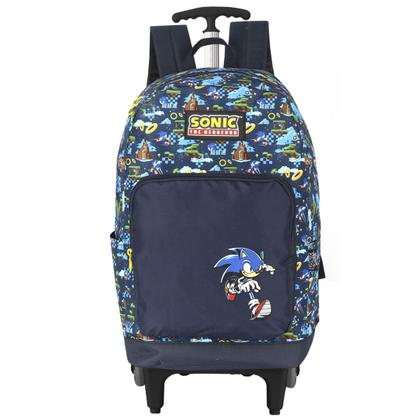 Imagem de Mochila Escolar Rodinhas Sonic The Hedgehog Luxcel Reforçada Azul