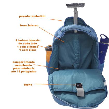 Imagem de Mochila Escolar Tactel 4 Roda 360 Porta Notebook Livro Tm39