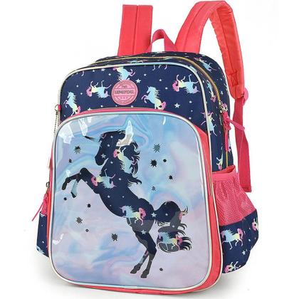Mochila escolar unicórnio azul escuro Up4You Imagem de Mochila escolar unicórnio azul escuro Up4You