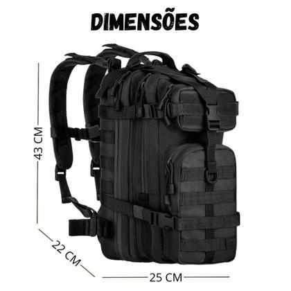 Imagem de Mochila Estilo Militar Preta  Grande, Resistente, com Bolsos Laterais e Alça Firme