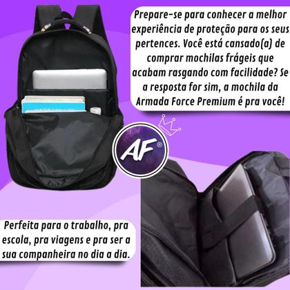 Imagem de Mochila Executiva Bolsa Reforçada Escolar Notebook Masculina Feminina Ótima Qualidade Faculdade Com Cabo De Aço Esportiva USB Grande Viagem Trabalho