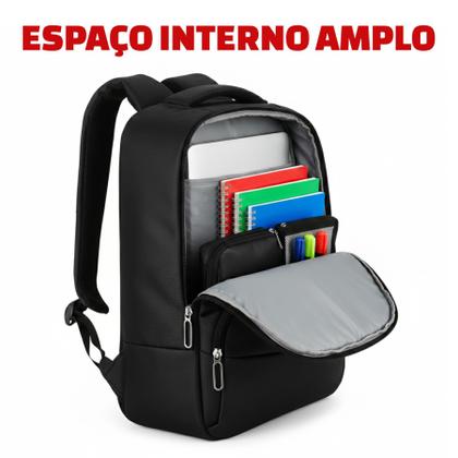 Imagem de Mochila Executiva Design Moderno USB Externa Impermeável Notebook 17 Preta