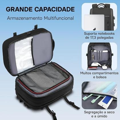 Imagem de Mochila Executiva Expansível Até 40L Notebook Viagem Usb Trabalho