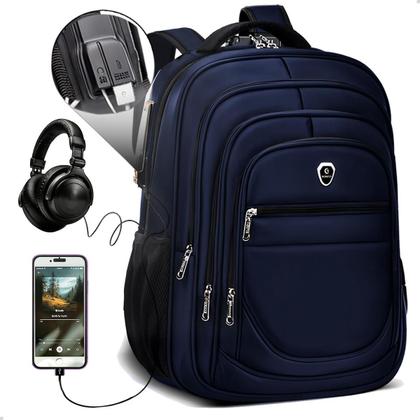 Imagem de Mochila Executiva Grande Faculdade Anti Furto Notebook Azul