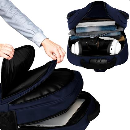 Imagem de Mochila Executiva Grande Faculdade Anti Furto Notebook Azul