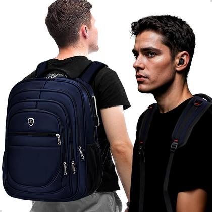 Imagem de Mochila Executiva Grande Faculdade Anti Furto Notebook Azul