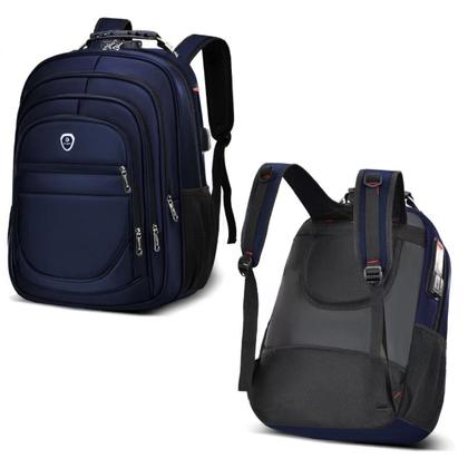 Imagem de Mochila Executiva Masculina Bolsa Faculdade Grande Azul Resistente a Agua Anti Furto Notebook