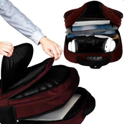 Imagem de Mochila Executiva Masculina Bolsa Faculdade Grande Vermelho Resistente a Agua Anti Furto Notebook