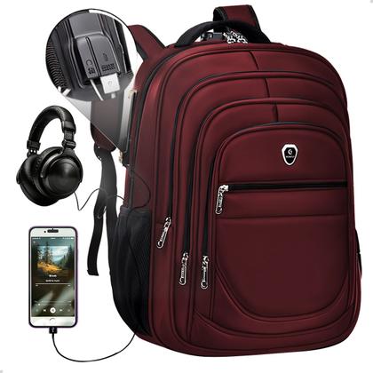 Imagem de Mochila Executiva Masculina Bolsa Faculdade Grande Vermelho Resistente a Agua Anti Furto Notebook