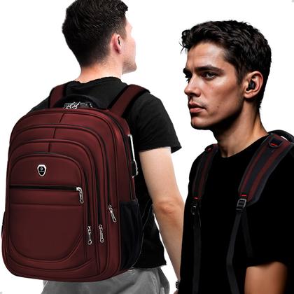 Imagem de Mochila Executiva Masculina Bolsa Faculdade Grande Vermelho Resistente a Agua Anti Furto Notebook