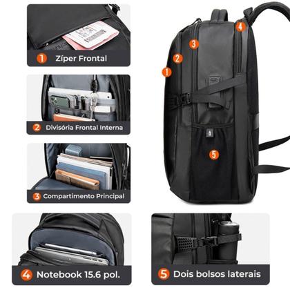 Imagem de Mochila Executiva Masculina Impermeável Notebook C Divisoria