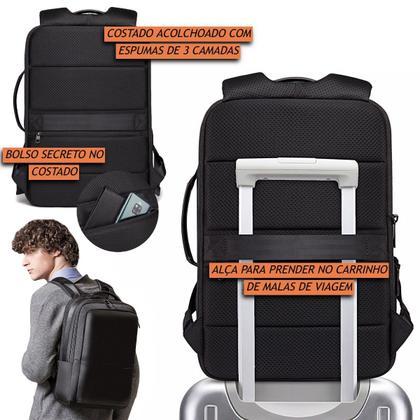 Imagem de Mochila Executiva Masculina Reforçada de 28L Expansível Até 40L Antifurto Impermeável para Notebooks