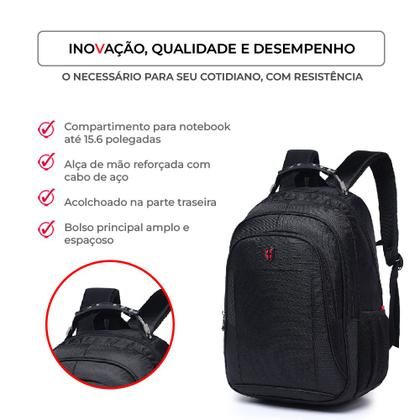 Imagem de Mochila Executiva Notebook Alça Cabo De Aço Reforçada Masculina