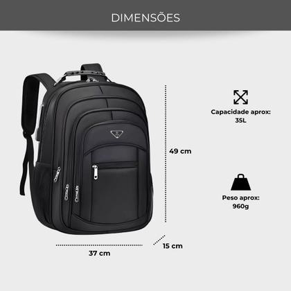 Imagem de Mochila Executiva Notebook Impermeável Reforçada Senha Antifurto Faculdade Trabalho com Porta USB