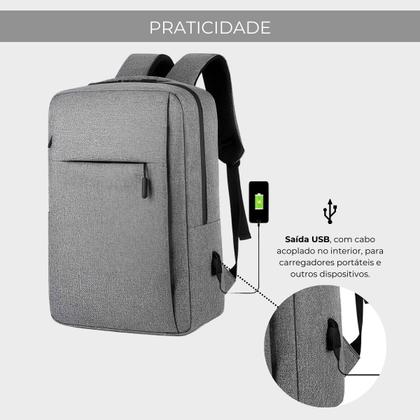 Imagem de Mochila Executiva Notebook Slim Faculdade Trabalho Viagem Passeio Reforçada com Porta USB 15,6