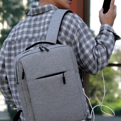 Imagem de Mochila Executiva Notebook Slim Faculdade Trabalho Viagem Passeio Reforçada com Porta USB 15,6