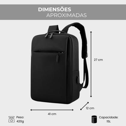 Imagem de Mochila Executiva Notebook Slim Faculdade Trabalho Viagem Passeio Reforçada com Porta USB 15,6