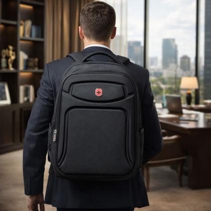 Imagem de Mochila Executiva p/ Notebook 17" Trabalho Masculina Alças de Costas - Black Tiger - Yins