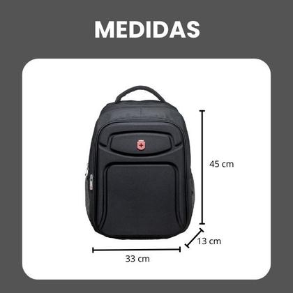 Imagem de Mochila Executiva p/ Notebook 17" Trabalho Masculina Alças de Costas - Black Tiger - Yins