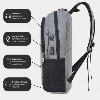 Imagem de Mochila Executiva para Notebook com Entrada USB Cinza