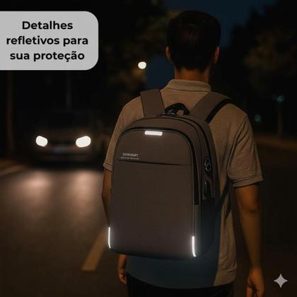 Imagem de Mochila Executiva para Notebook com Entrada USB Cinza