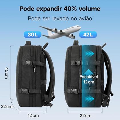 Imagem de Mochila Executiva Viagem Expansível Até 42L Notebook Usb Trabalho