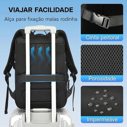 Imagem de Mochila Executiva Viagem Expansível Até 42L Notebook Usb Trabalho