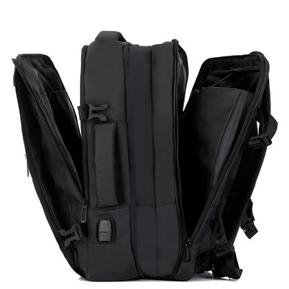 Imagem de Mochila Expansível Grande em Nylon Executiva Expansiva 50 Litros Ajustável Entrada USB para Viagem de Bordo Avião Compartimento para Notebook