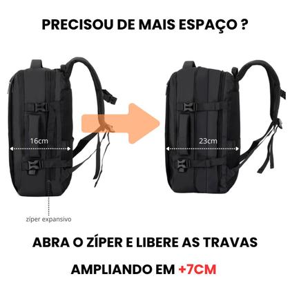 Imagem de Mochila Expansível Grande em Nylon Executiva Expansiva 50 Litros Ajustável Entrada USB para Viagem de Bordo Avião Compartimento para Notebook