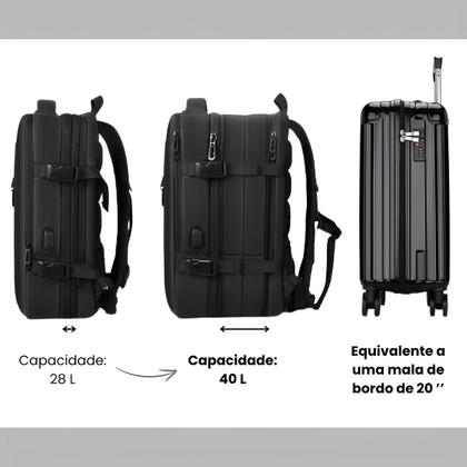 Imagem de Mochila Expansível Notebook Mala Viagem Impermeável Reforçada Antiroubo com Porta USB