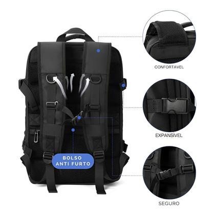 Imagem de Mochila Expansível Notebook Mala Viagem Impermeável Reforçada Antiroubo com Porta USB