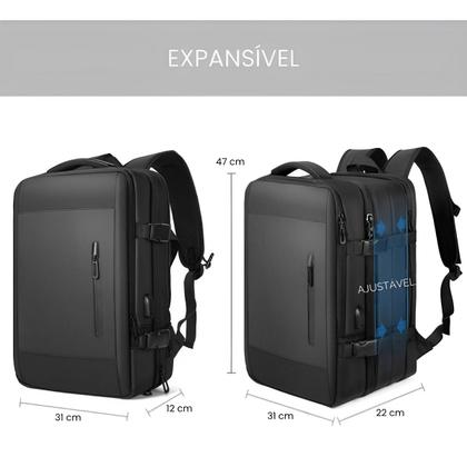 Imagem de Mochila Expansível Notebook Mala Viagem Impermeável Reforçada Antiroubo com Porta USB