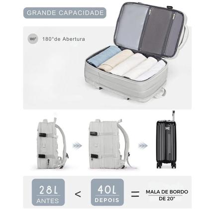 Imagem de Mochila Expansível Notebook Mala Viagem Impermeável Reforçada Antiroubo com Porta USB